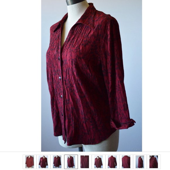 Dressbarn Brocade Leaves Pattern Women sz L 3/4 Sleeves Buttons Up Red - Picture 4 of 8